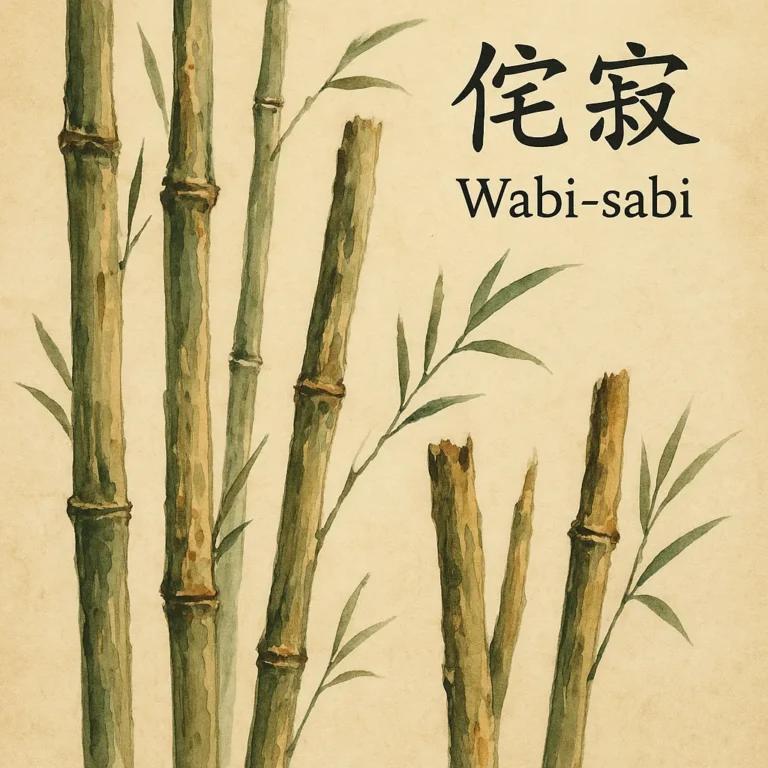 Wabi-sabi e saúde mental — bambus representando beleza, impermanência e renovação